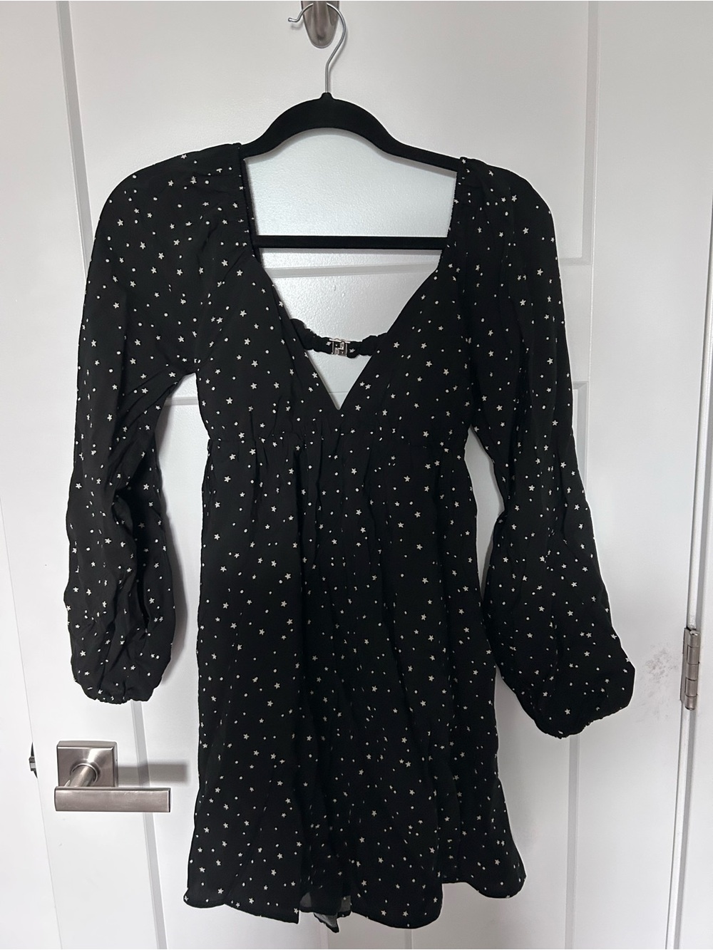 Abercrombie & Fitch Black Star-Print Long-Sleeve Mini Dress